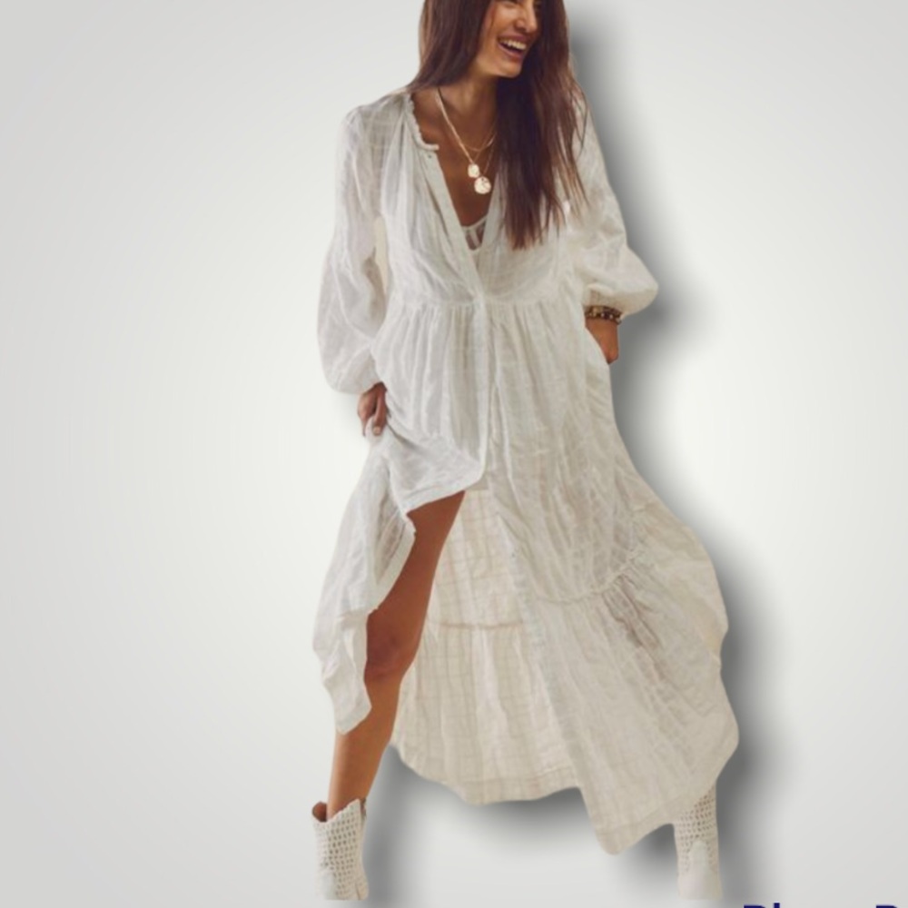 FREE PEOPLE white maxi boho dress size S - Picture 1 of 13